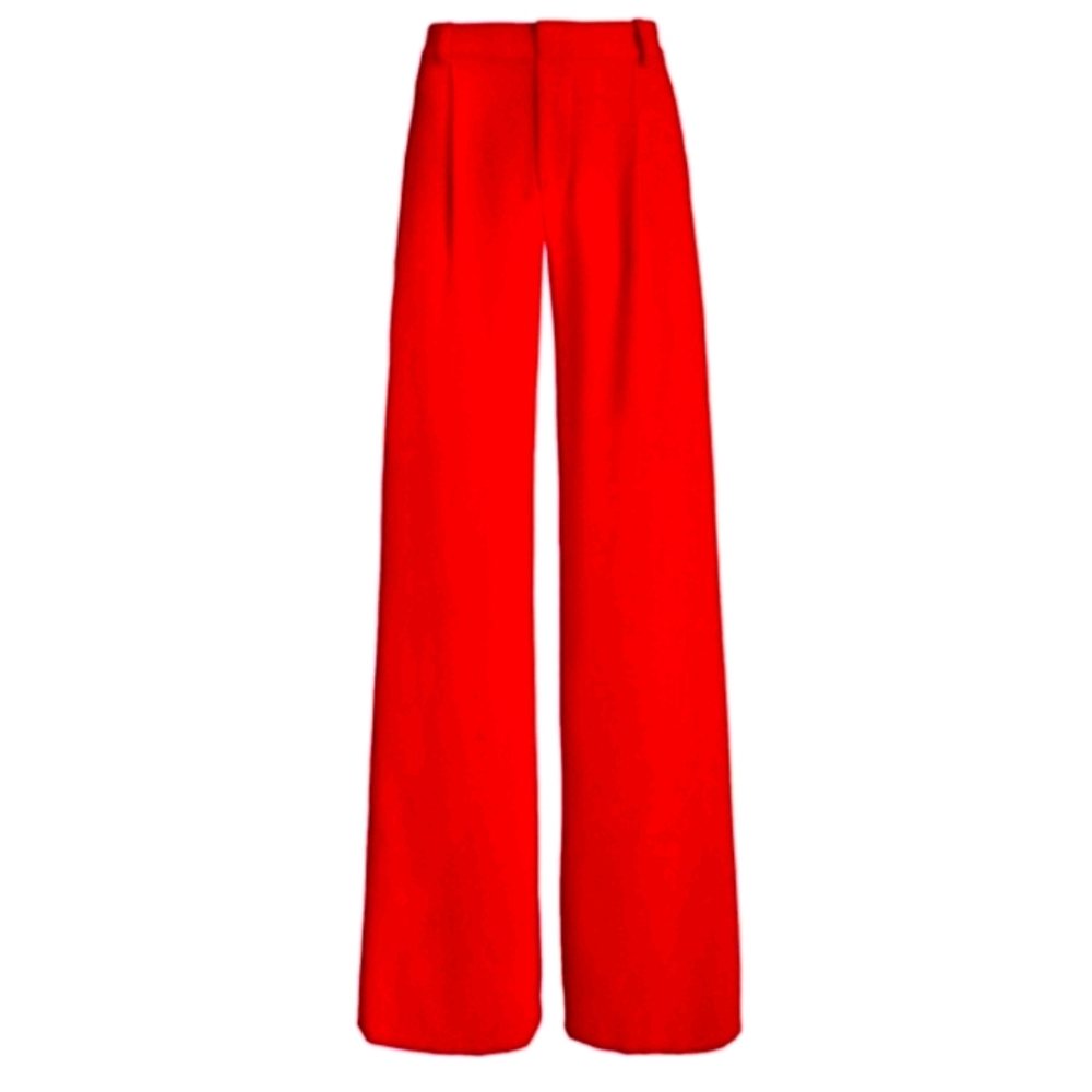 Alice + Olivia Wide-Leg High-Waist Red Pants